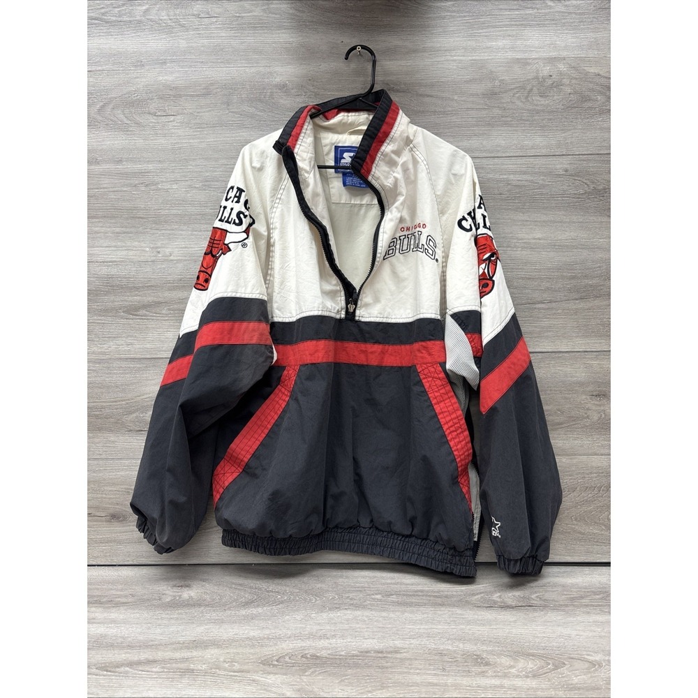 VTG 90's Chicago Bulls Starter Zip Windbreaker Basketball Jacket READ Men's L